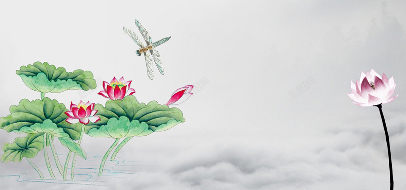 中国风处暑荷花黑白渐变背景jpg设计背景_新图网 https://ixintu.com 中国风 初夏 夏天 夏天海报 夏季 小清新 广告 炎热夏天 立夏 素材 背景 荷叶 荷花 设计