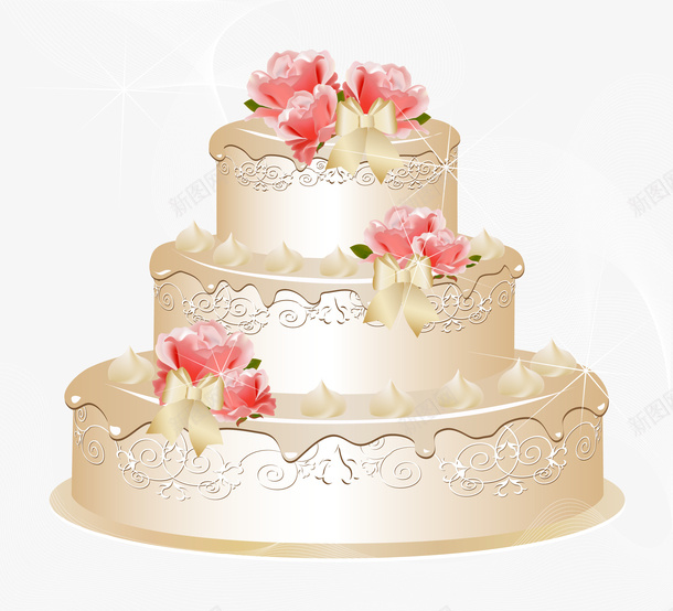 婚礼三层蛋糕矢量图eps免抠素材_新图网 https://ixintu.com 奶油 婚礼 甜品 花朵 蛋糕 食物 矢量图