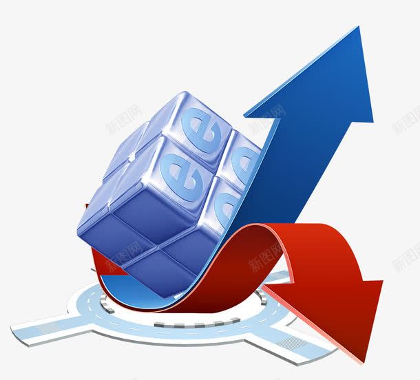 双色箭头效果png免抠素材_新图网 https://ixintu.com 三角标示 业绩 图表分析 广告元素 投资 方块 海报素材 红色 股市 蓝色 金融海报素材