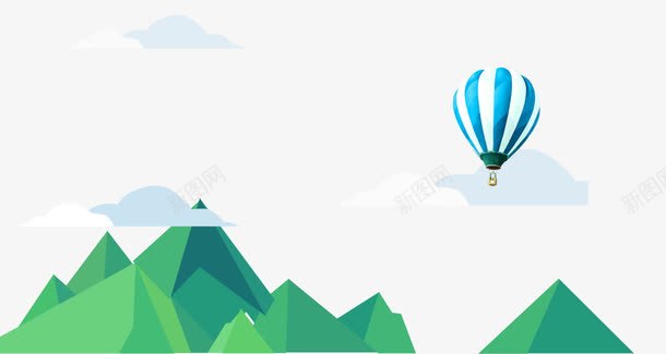 绿色剪影山装饰图案png免抠素材_新图网 https://ixintu.com 健康 气球 环保 白云 绿色 群山