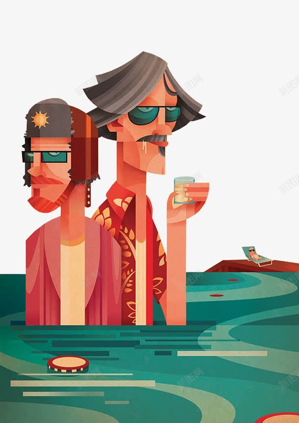 几何中年老人png免抠素材_新图网 https://ixintu.com PNG装饰画下载 创意几何组合画 抽象大海画 抽象画 装饰画