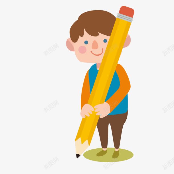 铅笔小孩png免抠素材_新图网 https://ixintu.com 书写 儿童 写字 学生