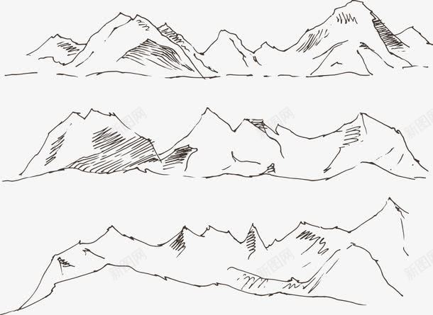 手绘线条山矢量图ai免抠素材_新图网 https://ixintu.com 山峰 山版画 山脉 手绘线条山 手绘高山 线条山 自然风光 矢量图