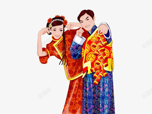 放鞭炮中式婚纱png免抠素材_新图网 https://ixintu.com 中式 婚礼 放鞭炮 礼服