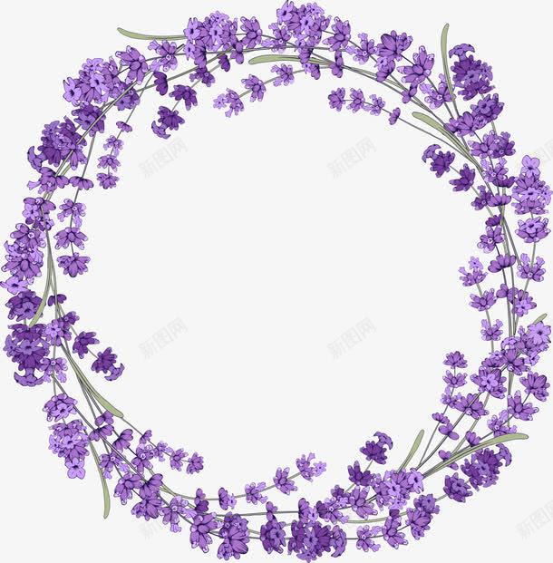 薰衣草花圈png免抠素材_新图网 https://ixintu.com 免抠PNG 梦幻 浪漫 紫色 美丽 美图边框 花圈 薰衣草 边框纹理