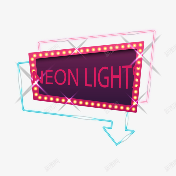 霓虹框灯夜招牌矢量图ai免抠素材_新图网 https://ixintu.com 发光 夜晚 招牌 框框 箭头 红色 闪耀 霓虹框灯 霓虹灯 矢量图