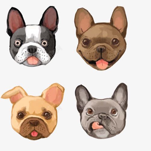 法斗犬四种表情头像png免抠素材_新图网 https://ixintu.com 不同表情 傲娇 吐舌头 呆滞 开心 手绘头像 法斗狗