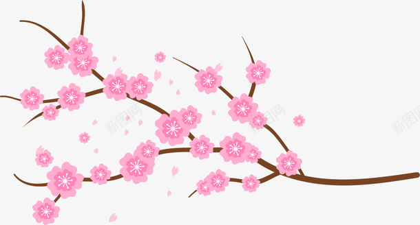 粉色春季美丽花枝png免抠素材_新图网 https://ixintu.com 春天 春季 春日 枝条 桃花 植物 自然 花枝