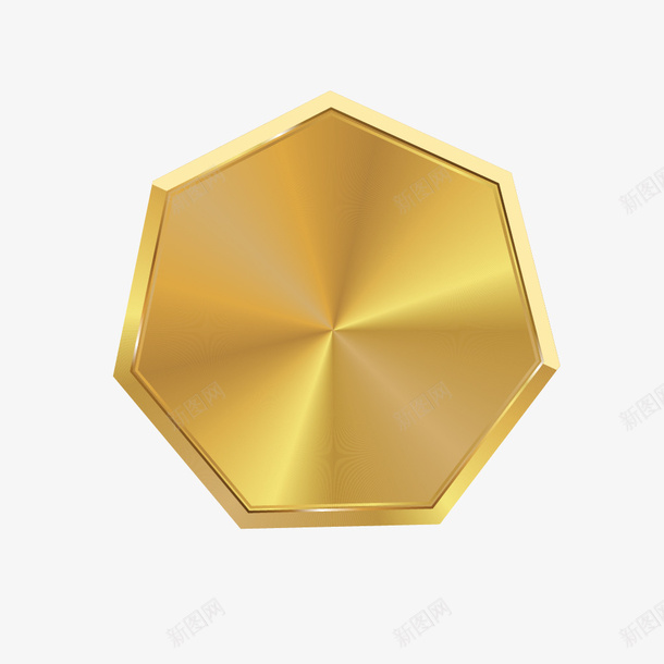 黄色金牌png免抠素材_新图网 https://ixintu.com 光泽 免抠PNG 六边形 奖牌 拉丝 金属 黄金