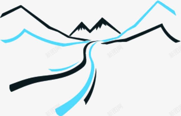 手绘简笔山水画png免抠素材_新图网 https://ixintu.com 山水 手绘 江水 江面 简笔山水画 简约 线条 风景