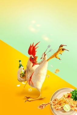 鸡情时刻鸡排鸡柳美食海报背景