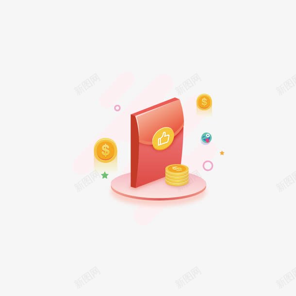 漂浮的金钱和红包简图png免抠素材_新图网 https://ixintu.com 伸大拇指 新年设计 漂浮 硬币 简图 红包 金钱