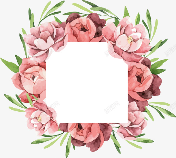 粉红山茶婚礼请帖png免抠素材_新图网 https://ixintu.com 婚礼请帖 山茶边框 矢量png 粉色山茶 粉色花朵 邀请函