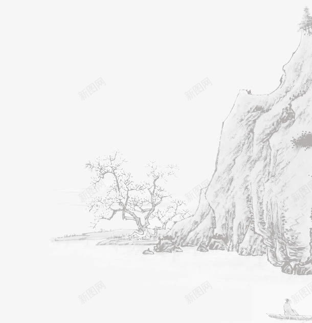 简约手绘青山png免抠素材_新图网 https://ixintu.com 中国风 传统文化 国学 手绘 树枝 简约