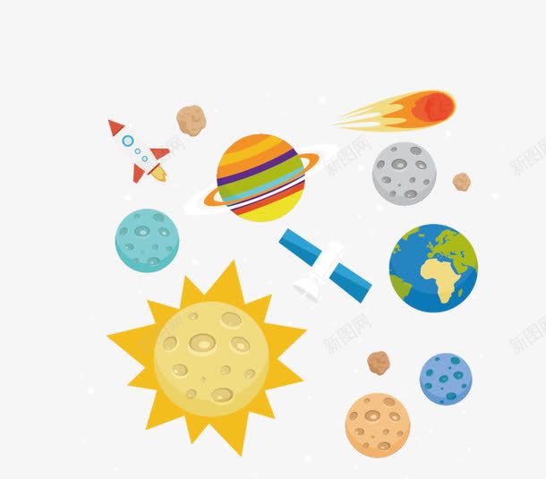 卡通宇宙png免抠素材_新图网 https://ixintu.com 卡通 卫星 发射 地球 宇宙 广告设计 插画 星球 海报 火箭 画册 背景素材