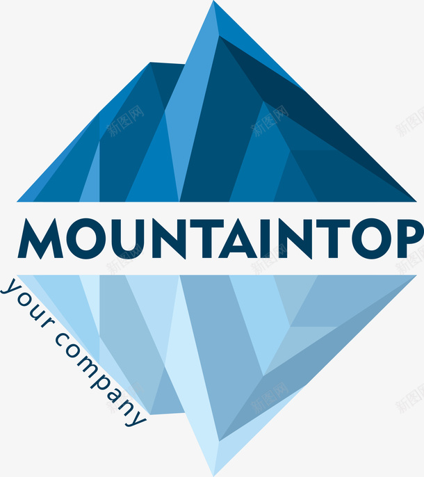 蓝色扁平化山脉图标png_新图网 https://ixintu.com logo 动感 图标 山峰 山水标志 山脉 山脉标志 标识 线条 轮廓 风光 风景