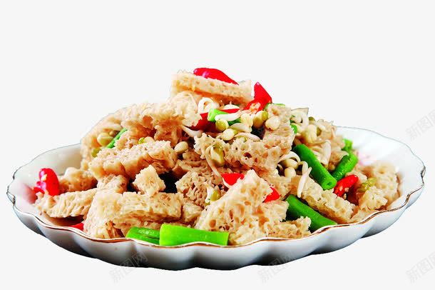 小豆芽拌面筋png免抠素材_新图网 https://ixintu.com 凉拌菜 红椒 美食 豆芽 豇豆 面筋 餐饮