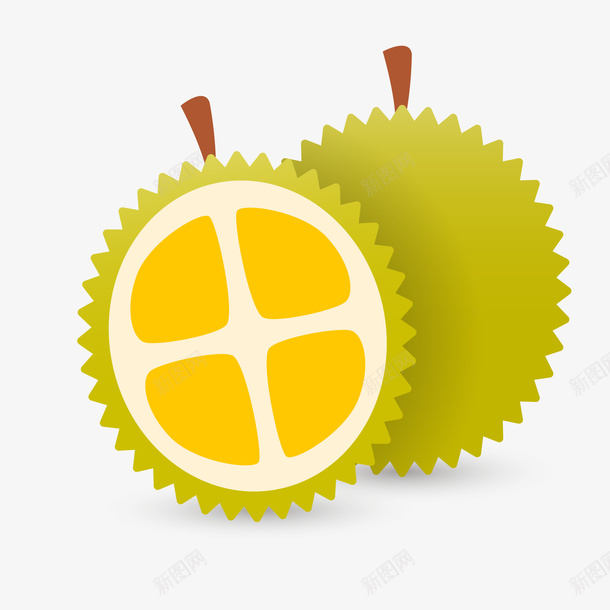 卡通榴莲水果矢量图ai免抠素材_新图网 https://ixintu.com 卡通 扁平化 植物设计 榴莲 水果设计 矢量图