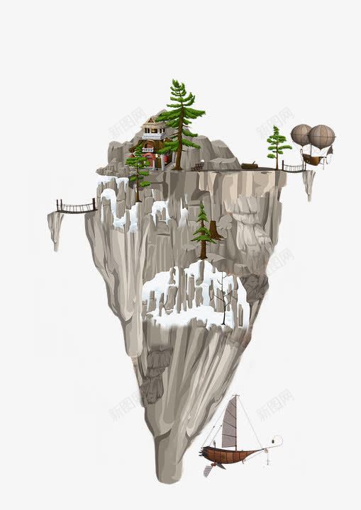 漂浮的山峰png免抠素材_新图网 https://ixintu.com 学生 山 山峰 漂浮在空中的山峰 空中小屋