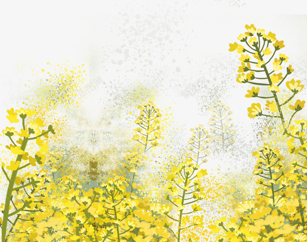 春天风景插画手绘油菜花插图png免抠素材_新图网 https://ixintu.com 手绘 插画 春天 油菜花插图 风景 黄色花朵