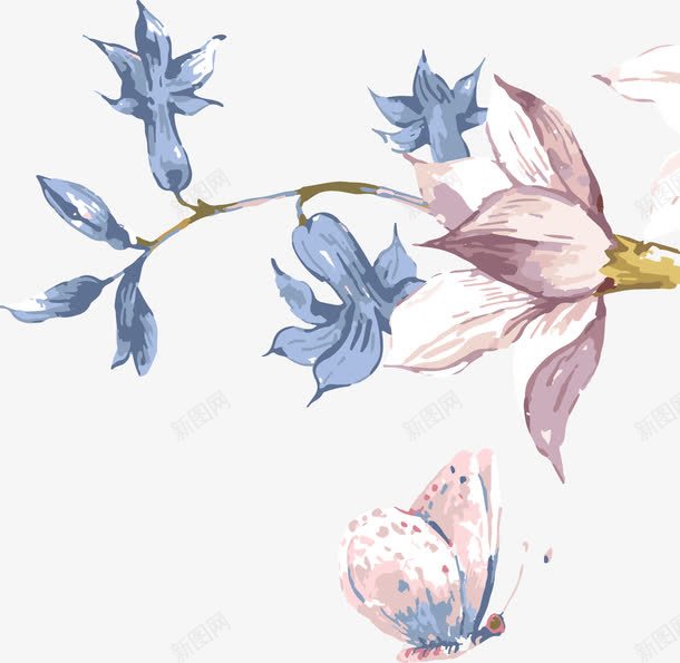 水彩花卉矢量图ai免抠素材_新图网 https://ixintu.com EPS格式 水彩 红玫瑰无缝背景免费下载 蓝莓 矢量图