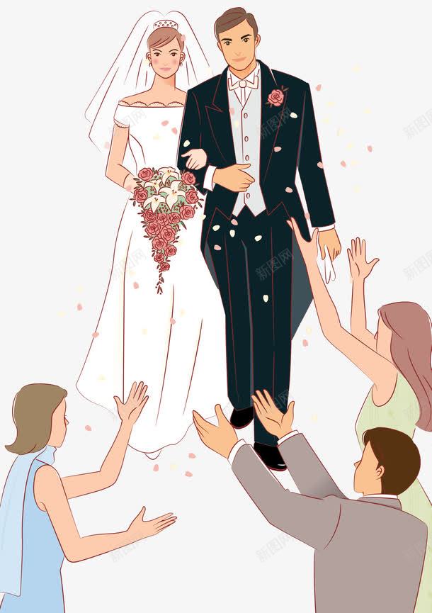众人欢呼下走出的一对新人png免抠素材_新图网 https://ixintu.com 一对 众人 婚礼 婚纱 手绘 撒花 撒花卡通 新人 新娘 新婚 新郎 欢呼 结婚 西装