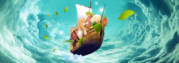 美食节banner创意jpg设计背景_新图网 https://ixintu.com 太空 美食 船 色彩 酷炫 高大上 鲜花