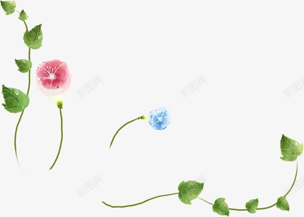 淡雅手绘花朵植物美景藤条png免抠素材_新图网 https://ixintu.com 植物 淡雅 美景 花朵 藤条