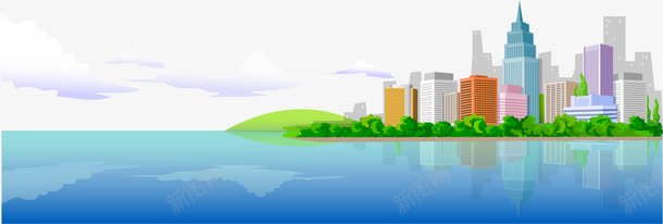 卡通风景矢量图ai免抠素材_新图网 https://ixintu.com 卡通 城市 建筑 建筑物 树林 河 河流 海边 湖 湖景 湖泊 湖边 白云 矢量图 风景 高楼 高楼大厦 魅力城市