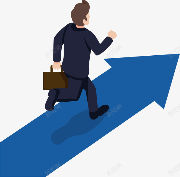蓝色箭头跑步的人矢量图ai免抠素材_新图网 https://ixintu.com 商务小人 年终总结 矢量png 蓝色箭头 跑步 跑步的人 矢量图