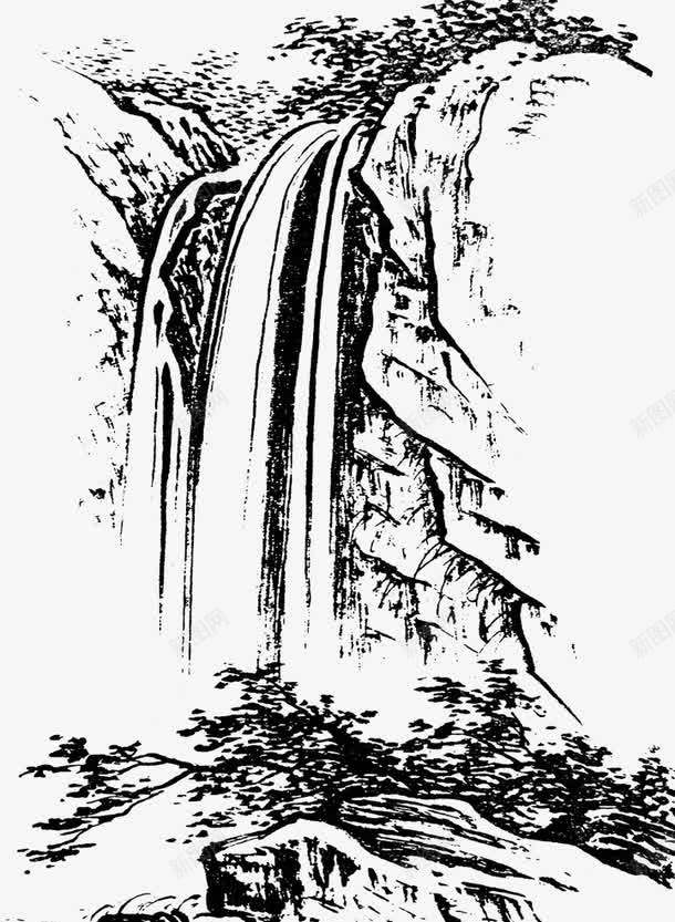 白描简笔山水画png免抠素材_新图网 https://ixintu.com 山水画 山水简笔画 简笔山水画 简笔画五官素材 简笔画素材