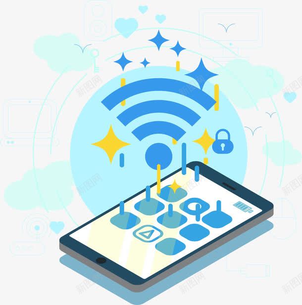 手绘手机WIFI图标png_新图网 https://ixintu.com WIFI 图标 手机WIFI 手绘 无线网