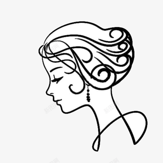 美女侧面简笔画图标png_新图网 https://ixintu.com 侧面 头像 简单线条 简笔画 简笔画美女 美女 装饰图案