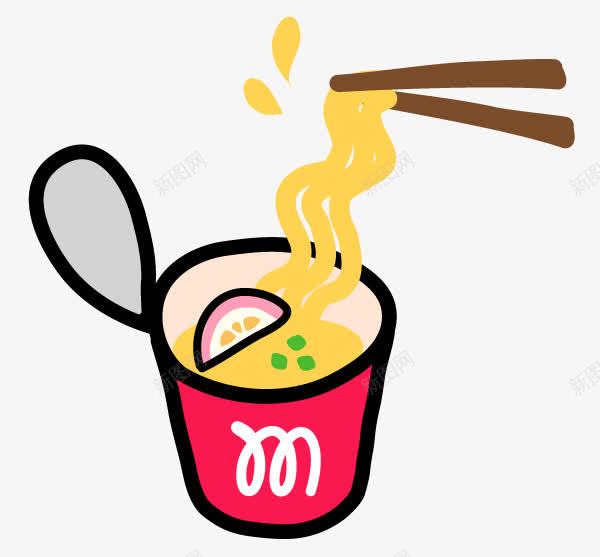 手绘方便面png免抠素材_新图网 https://ixintu.com 吃泡面 手绘画 方便面 泡面 泡面图 矢量装饰 装饰