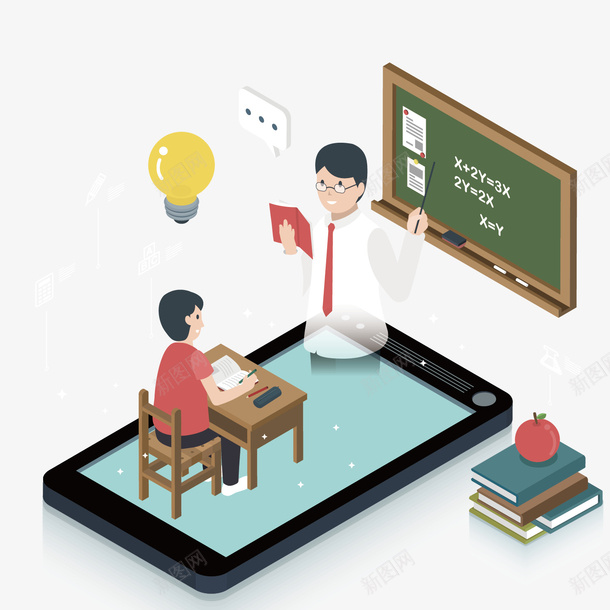 在线教育立体卡通矢量图ai免抠素材_新图网 https://ixintu.com 书桌 卡通 学习 手机 手绘 点醒 简单 黑板 矢量图