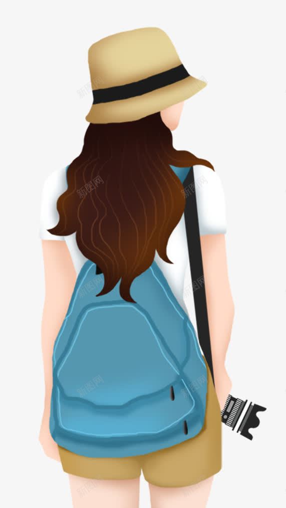 手绘人物插图春天踏青女孩背影png免抠素材_新图网 https://ixintu.com 人物插图 女孩 手绘 春天 背影 踏青 长发女孩