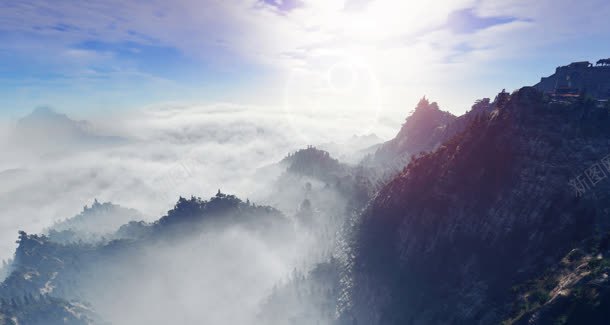 山林天空光效雾气室外jpg设计背景_新图网 https://ixintu.com 天空 室外 山林 雾气