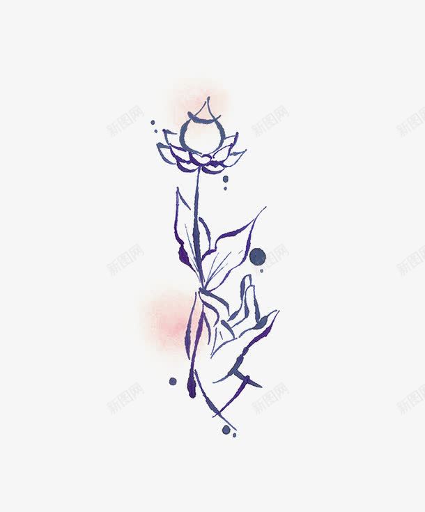 手绘简约莲花png免抠素材_新图网 https://ixintu.com 信仰 修行 宗教 手绘 禅 简约 莲花