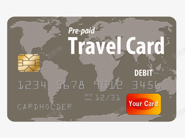 棕色预付费旅行信用卡png免抠素材_新图网 https://ixintu.com card credit 付款 信用 信用卡 信贷 地图 字母 英文 贷记卡 银行 非现金 预支付