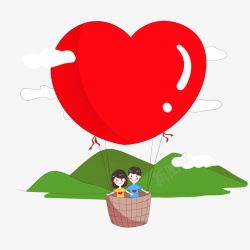 情侣元素手绘热气球情侣元素高清图片