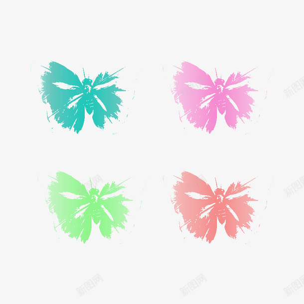 彩色四色蝴蝶psd免抠素材_新图网 https://ixintu.com 四只 彩色 渐变蝴蝶 蝴蝶