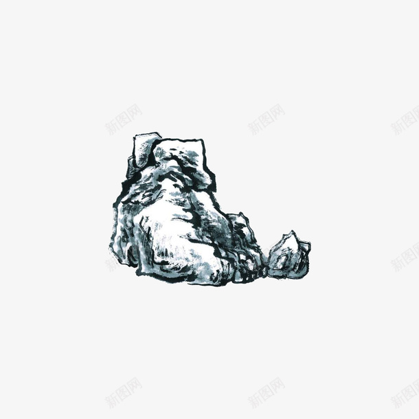 com 中国风 中国风干墨石山 国画 国画山水 国画石头 水墨画 水墨石头