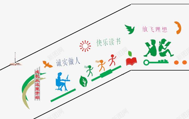 楼梯文化墙png免抠素材_新图网 https://ixintu.com 创意文化墙 小学 读书