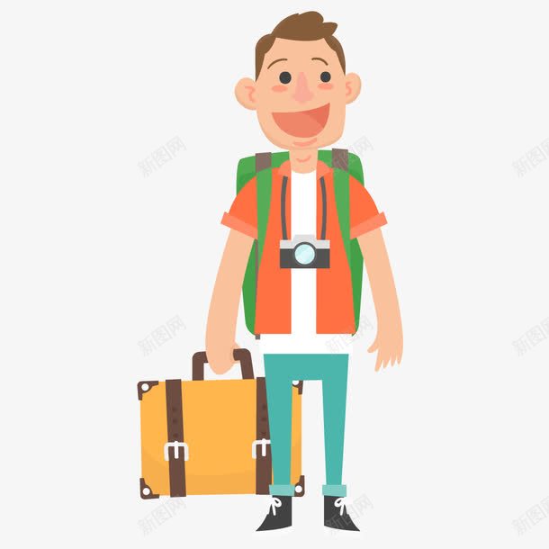 卡通提箱子的男游客png免抠素材_新图网 https://ixintu.com 出游 出行 提箱子的男游客 旅游 旅游宣传 旅游景点 旅行旅游人物 飞机