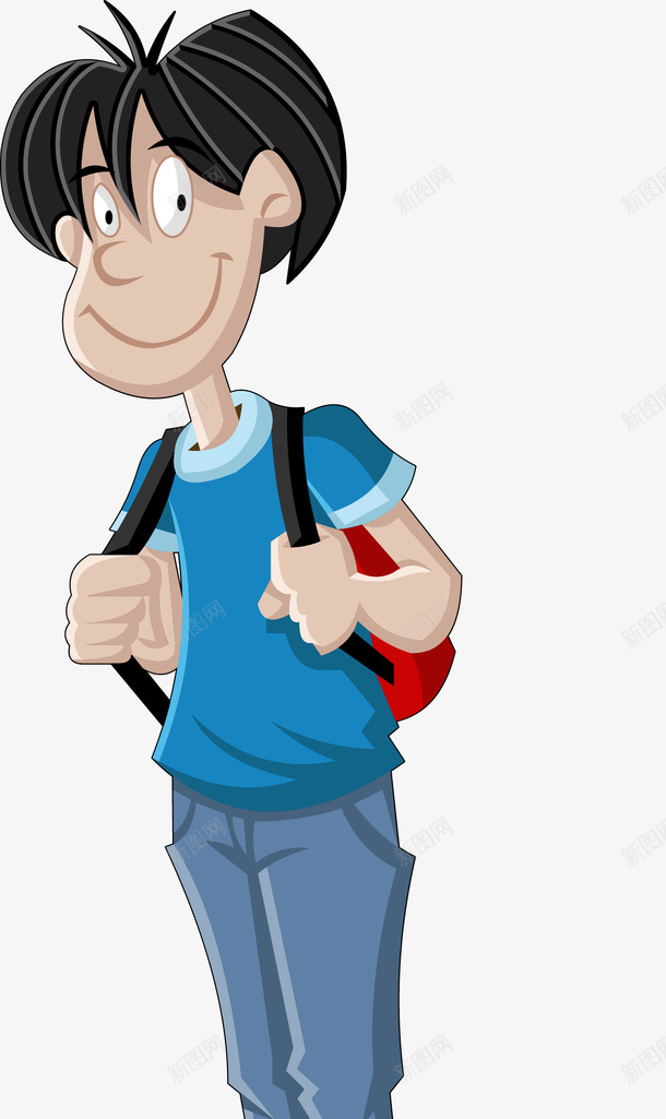 背着书包的卡通男孩图png免抠素材_新图网 https://ixintu.com 中学生 书包 人物 卡通人物图 卡通图 卡通高中生 学生 学生图 矢量人物 矢量学生 矢量高中生 高中生