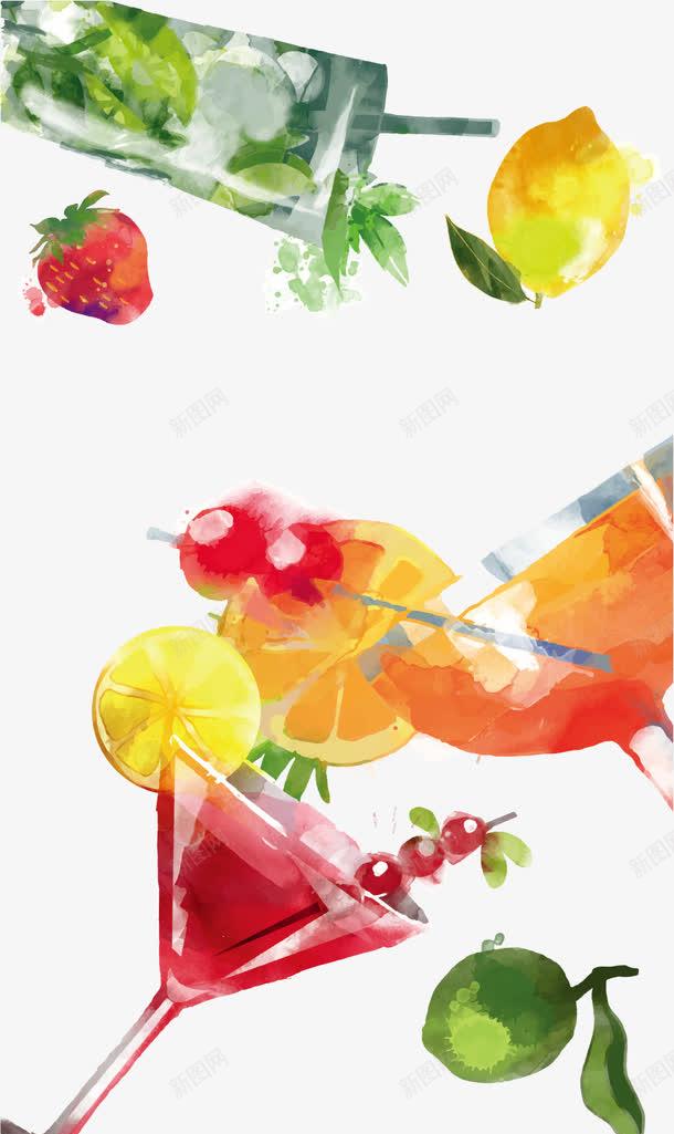 水彩果汁装饰png免抠素材_新图网 https://ixintu.com 夏日畅饮 果汁 水彩 水果 装饰矢量图