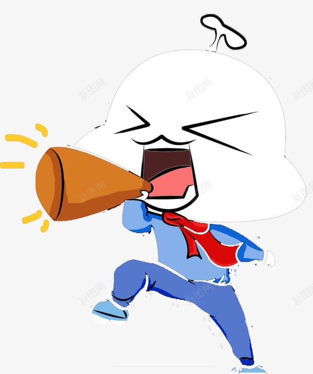 激动的叫着png免抠素材_新图网 https://ixintu.com 卡通人物 卡通人物呐喊 叫喊 呐喊的人 喇叭 情绪波动 激动 系红领巾的人