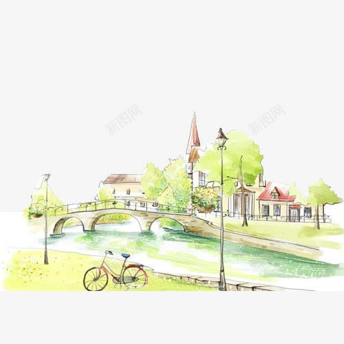 手绘水彩欧式街景风光插画png免抠素材_新图网 https://ixintu.com 手绘 手绘水彩 插画 欧式 欧式街景 欧美街道 水彩 街景 风光 风光插画