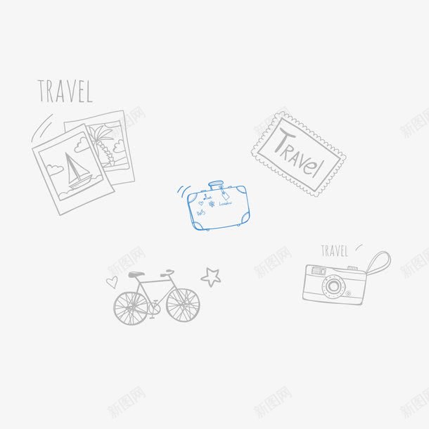简约简笔画png免抠素材_新图网 https://ixintu.com 卡通 卡通照片 卡通相机 相机 相框 简笔画 简约 自行车 闹钟