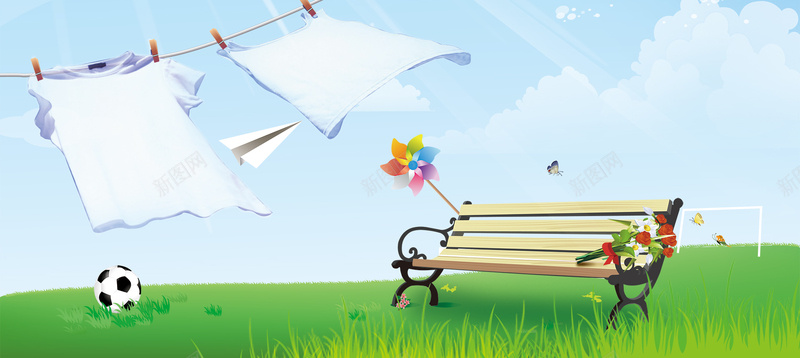 夏季童年背景psd设计背景_新图网 https://ixintu.com 公园 吹过 夏天 小清新 彩虹 微风 快乐 文艺 晒衣服 晾衣服 椅子 海报banner 清凉 清风徐徐 清风徐来 白云 童年 童年的夏天 童年的夏天模板下载 童年的夏天素材下载 简约 纸飞机 花 草地 蓝天 蝴蝶 足球 风车